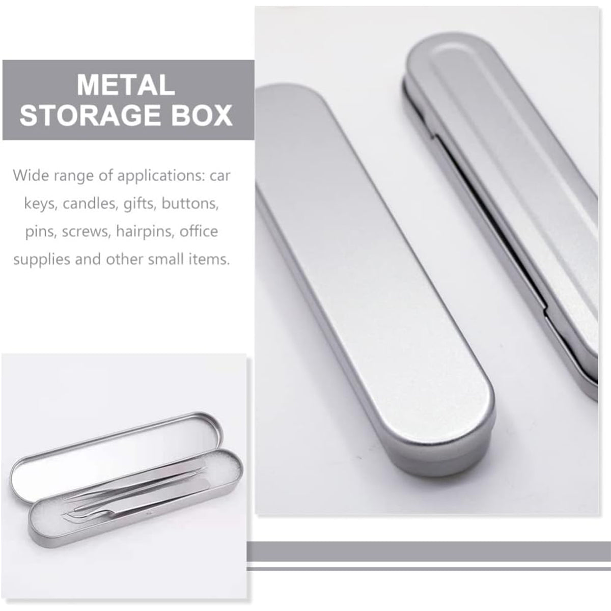 20pcs Metal Pencil Box Tin Storage Case Organizer