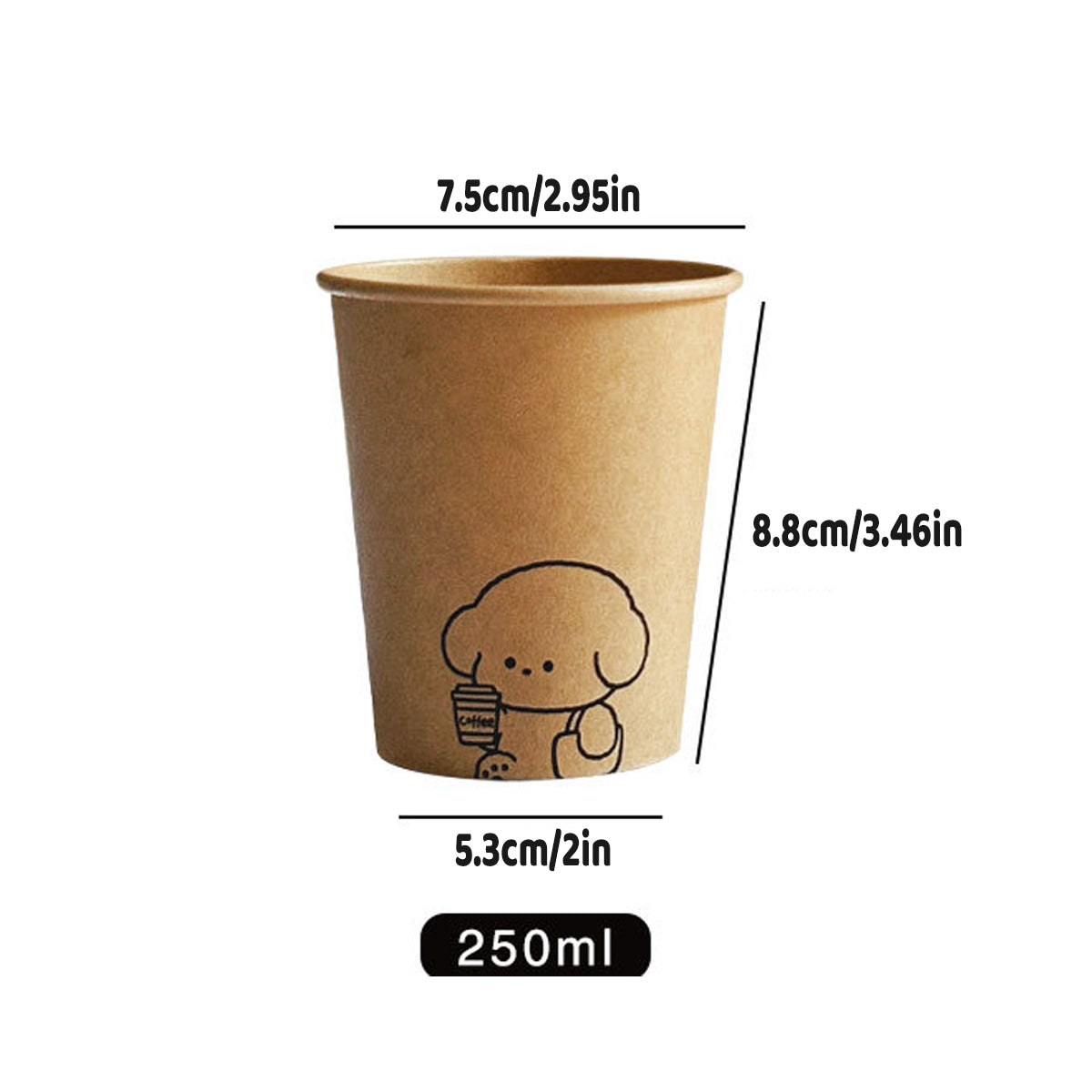 300PCS Disposable Paper Cups 250ml Food-Grade Leakproof