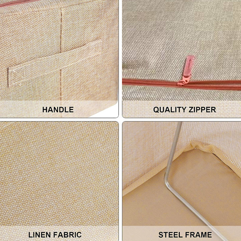 Linen Large Capacity Foldable Storage Box Organizer 3 Colors 1 PCS