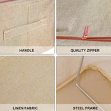 Linen Large Capacity Foldable Storage Box Organizer 3 Colors 1 PCS