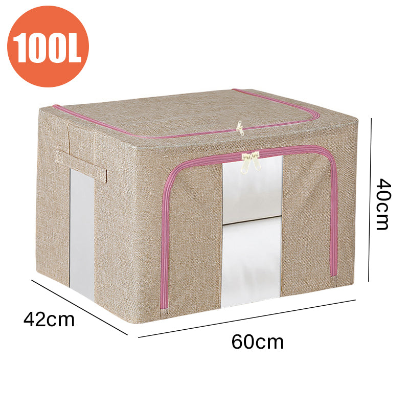 Linen Large Capacity Foldable Storage Box Organizer 3 Colors 1 PCS