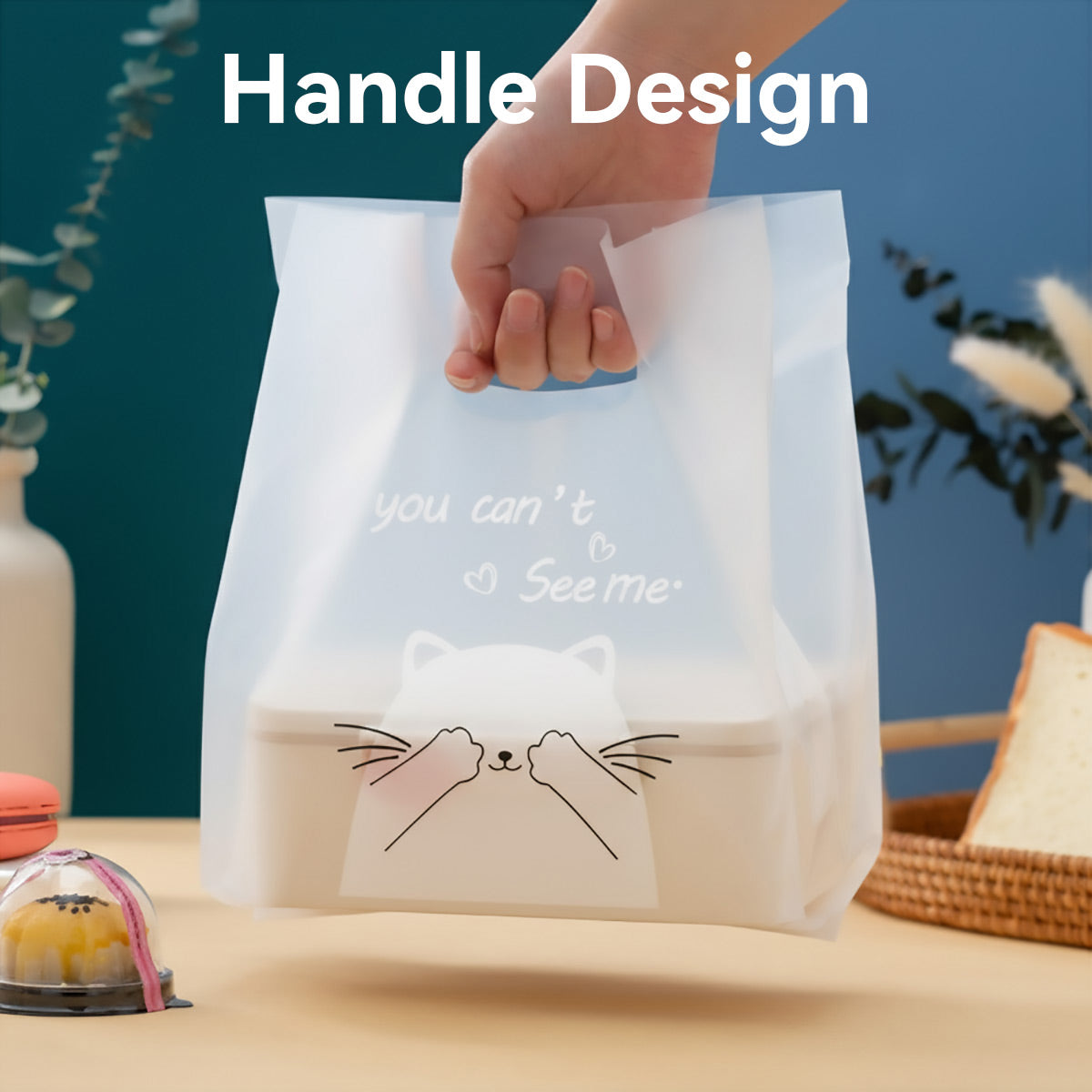 50PCS Frosted Plastic Gift Bags Reusable with Handle