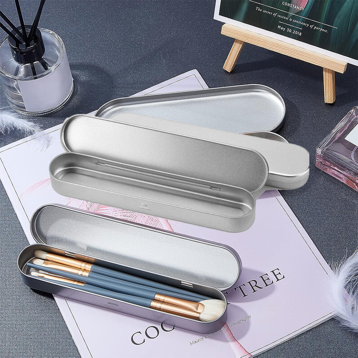 20pcs Metal Pencil Box Tin Storage Case Organizer