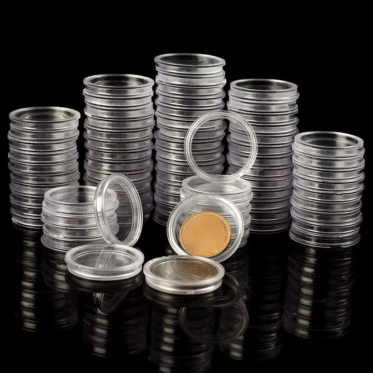 100pcs 40mm Round Coin Boxes Storage Protection Case