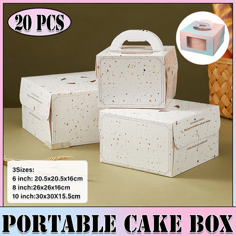 Portable Cake Boxes 20PCS 3Sizes Beige
