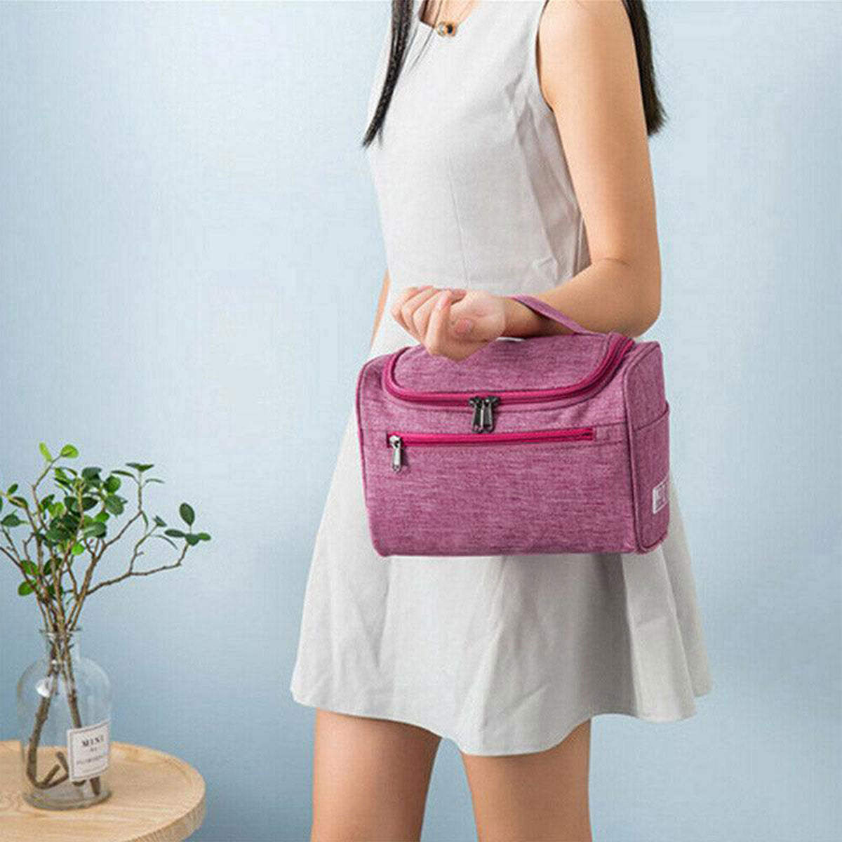 Travel Size Zipper Closure Toiletry Bag 1pc