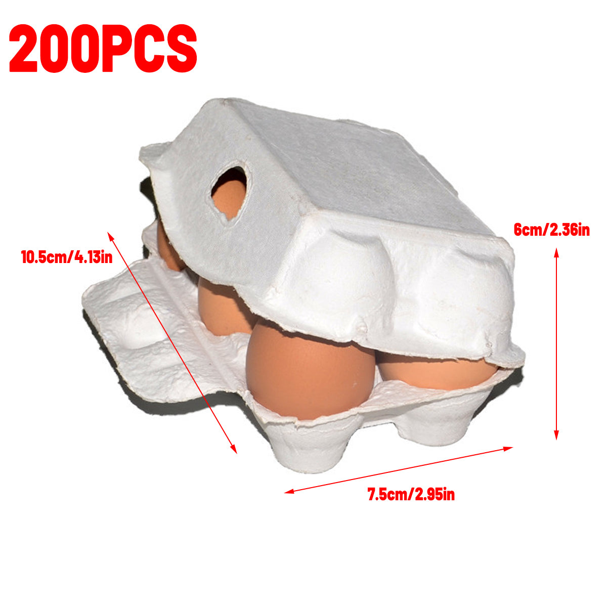 200PCS 6 Slot Paper Egg Trays Molded Pulp Egg Packaging Trays