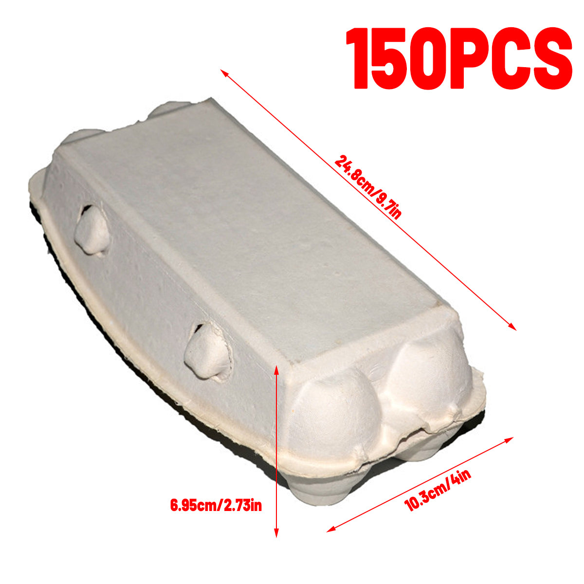 150PCS 10 Slot Paper Egg Trays Molded Pulp Stackable for Egg Packaging