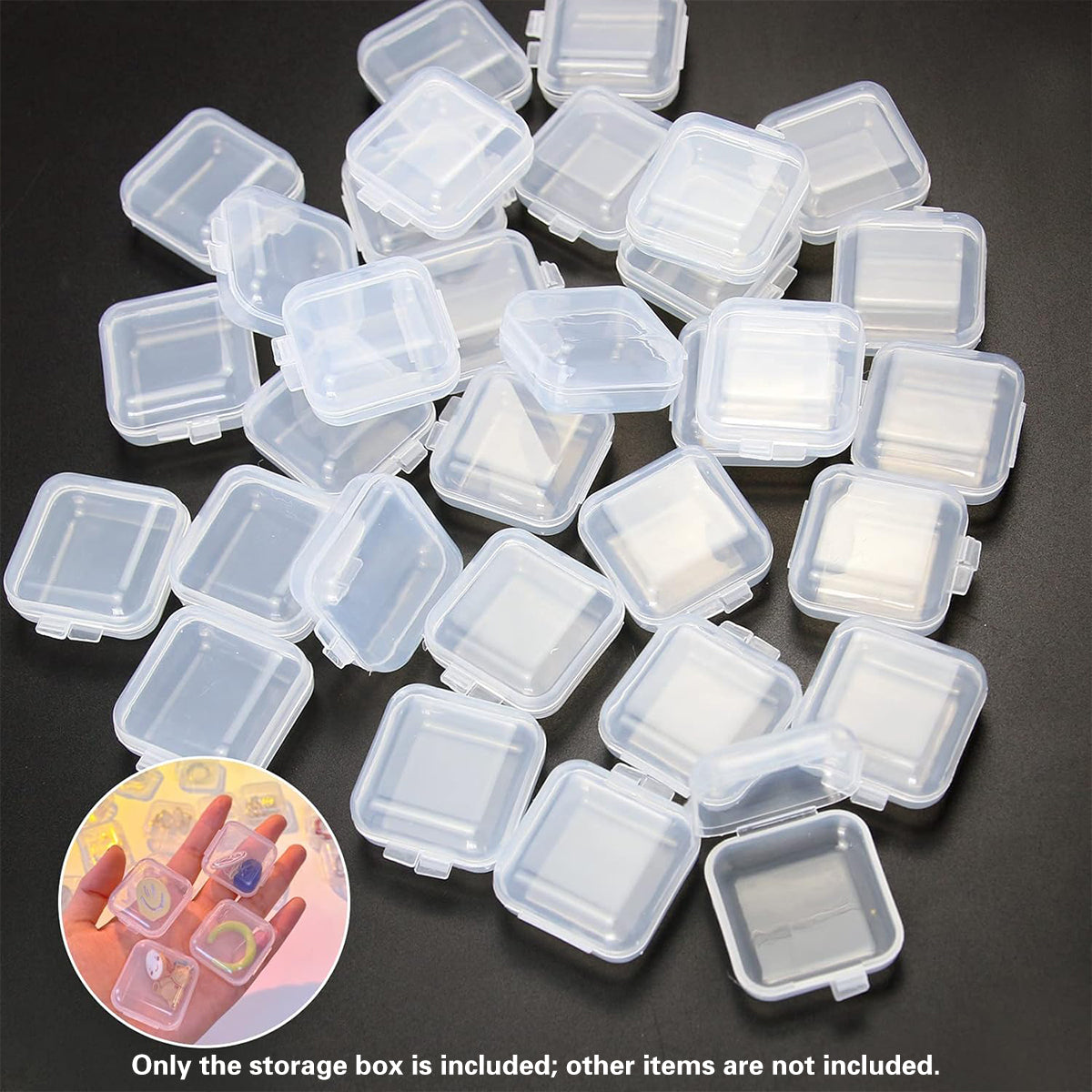 100PCS Clear Square Storage Boxes with Snap Lid for Small Parts Packaging