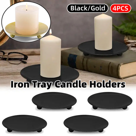 Iron Plate Candle Holder Aroma Base Tray 4PCS