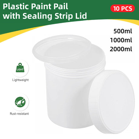 Plastic Jar Tear Lid PP Powder Bucket 10PCS