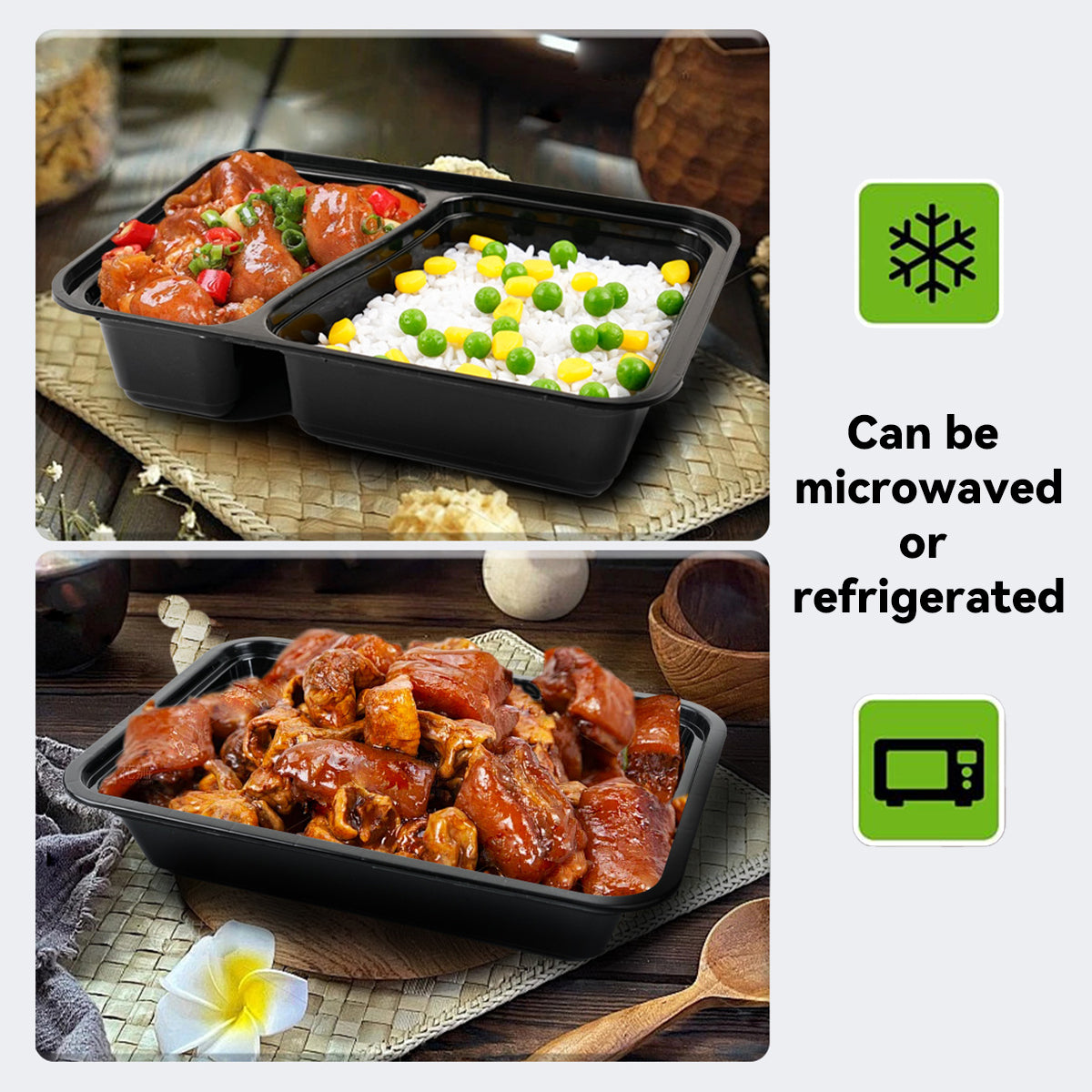 30PCS Food-Grade Takeout Packaging Boxes with Clear Lids for Meal Prep