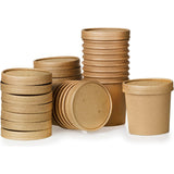 Disposable Kraft Paper Soup Bowls with Lids 100PCS