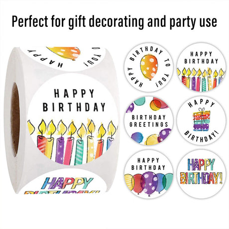 Happy Birthday Stickers Labels 2 Rolls