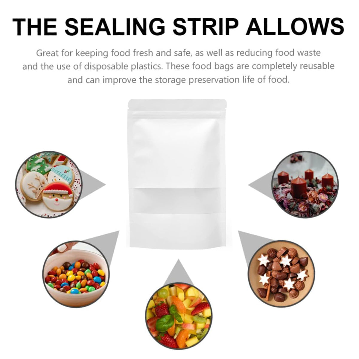 100PCS Kraft Paper Bags with Clear Window Zip Lock Stand-Up Packaging