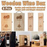Red Wine Wooden Gift Box 6PCS Clamshell
