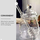 Household Glass Honey Jar with Lid 2PCS Stirring Rod Transparent Honey Bottle