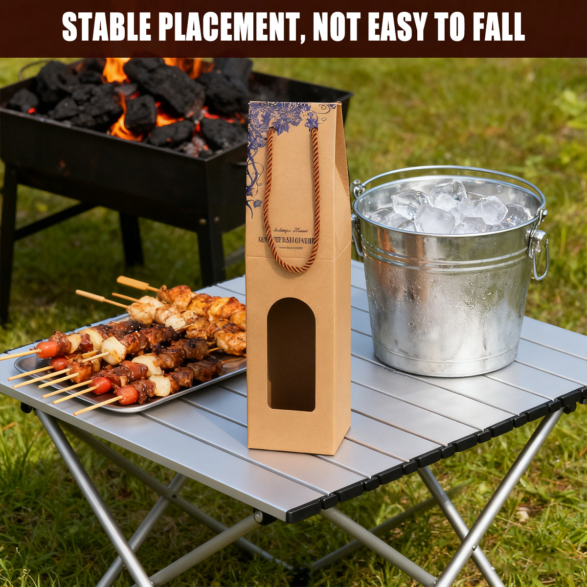 10PCS Wine Paper Bags Brown Kraft Single/Double Bottle Carrier