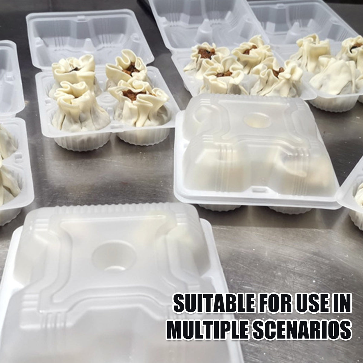 100PCS Disposable Food Containers 4 or 6 Grid Takeaway Meal Boxes