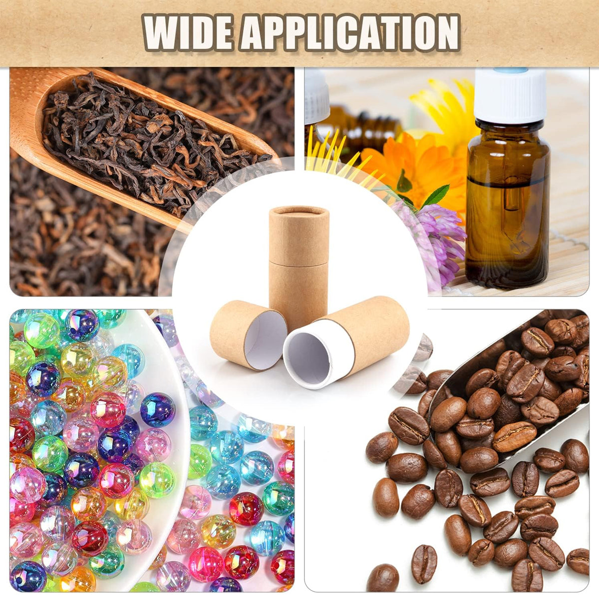 20PCS Kraft Paper Storage Tubes with Lid for Tea Essential Oil Packaging