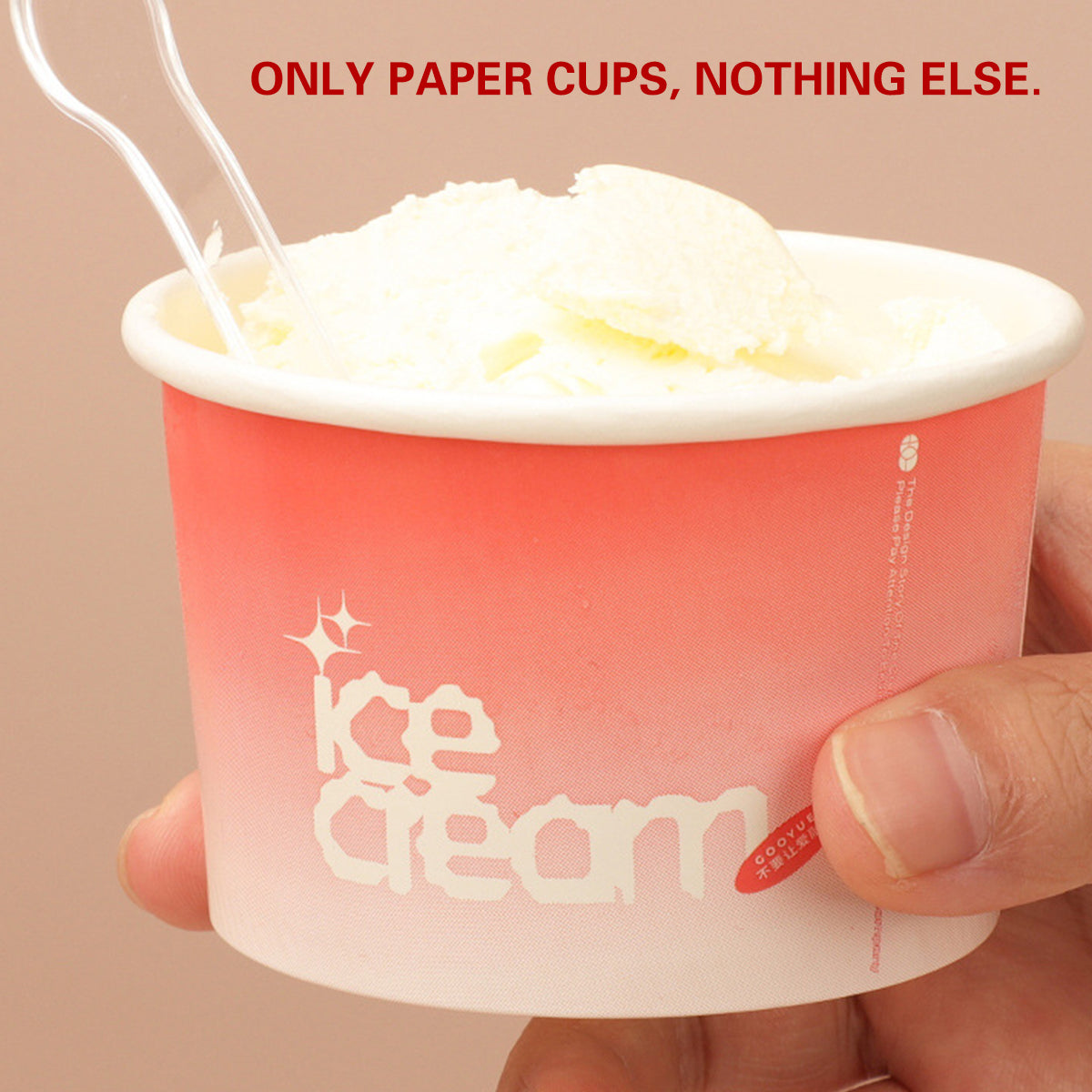 100PCS 4oz Ice Cream Paper Cups Food-Grade Waterproof Takeaway