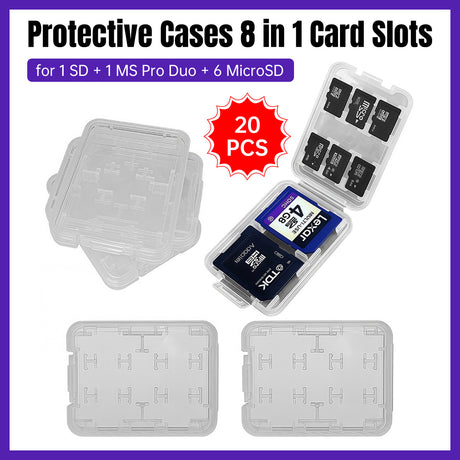 20 Pcs 8 in 1 Protective Case for Smartphones Camera Card Storage