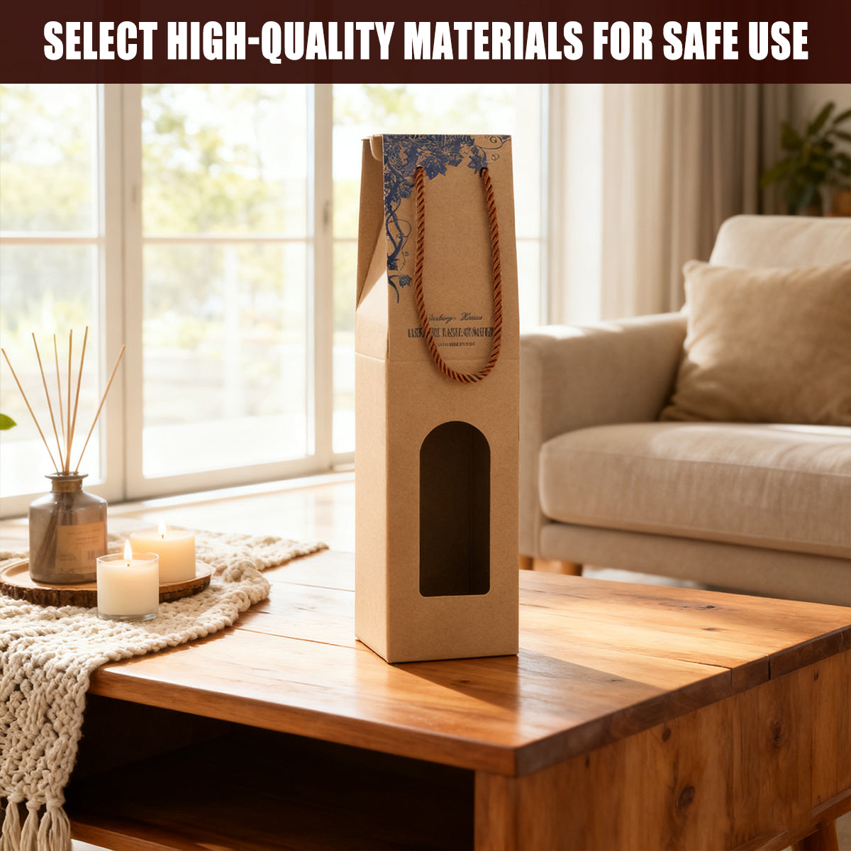 10PCS Wine Paper Bags Brown Kraft Single/Double Bottle Carrier