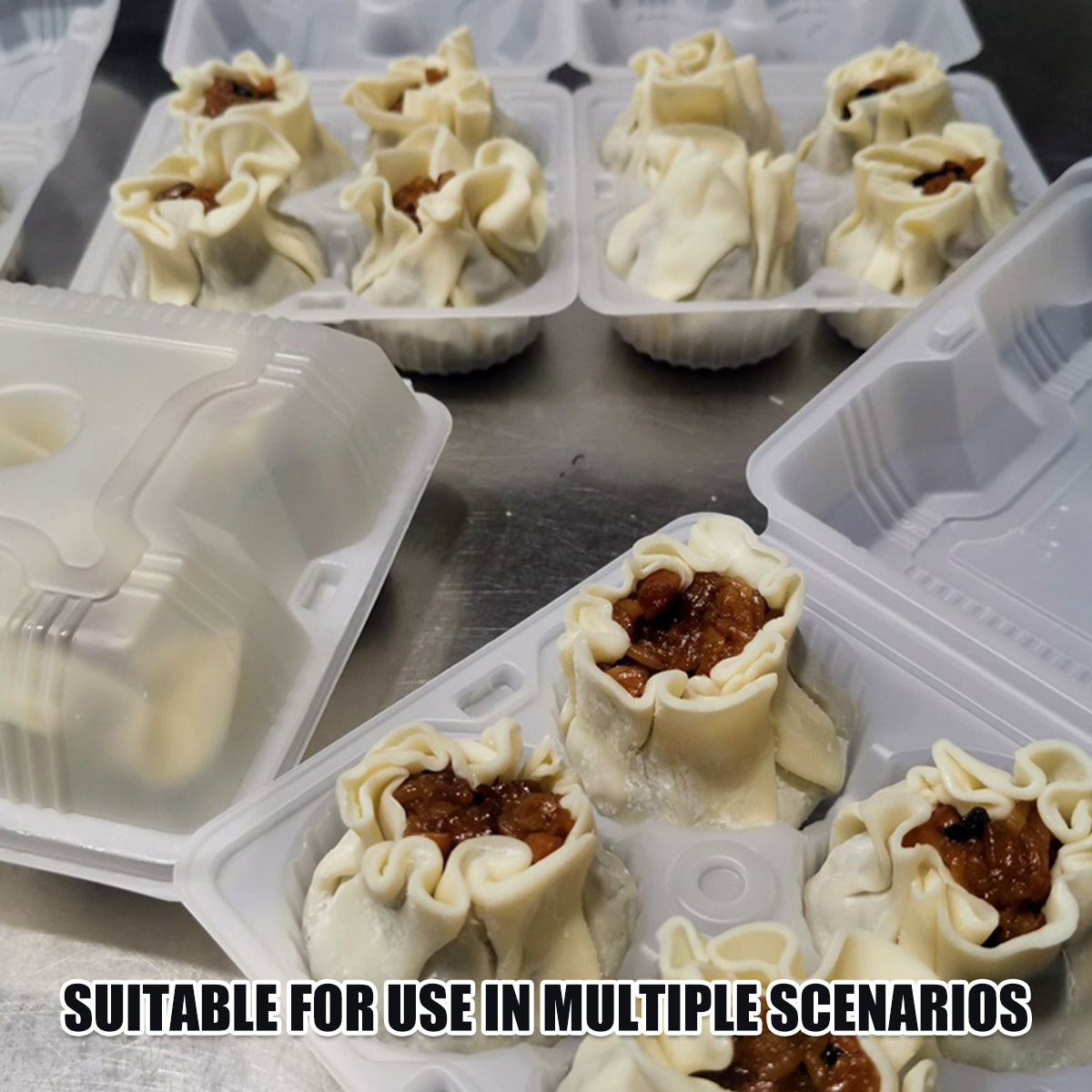 100PCS Disposable Food Containers 4 or 6 Grid Takeaway Meal Boxes