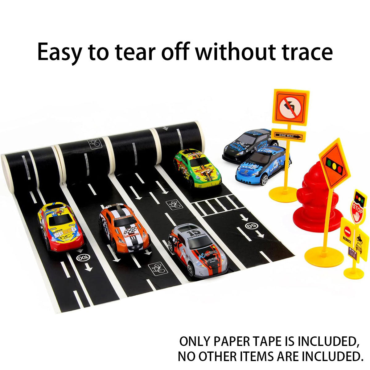 Cartoon Road Rail Transit Tape Sticker 4PCS
