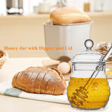 Household Glass Honey Jar with Lid 2PCS Stirring Rod Transparent Honey Bottle
