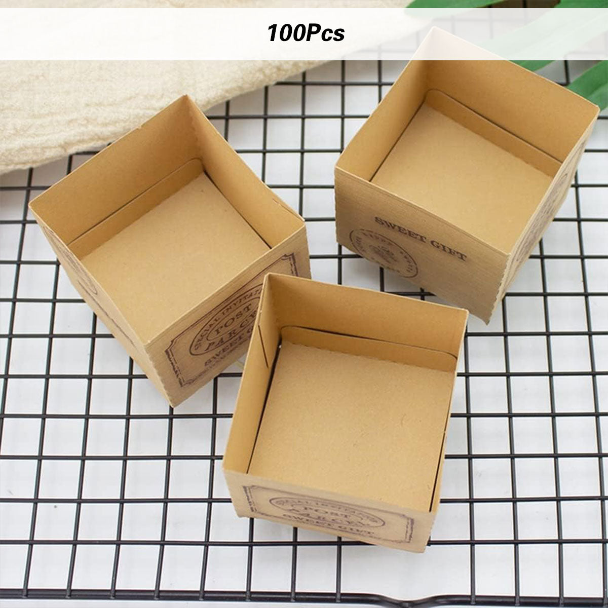100pcs Kraft Paper Cupcake Boxes Holders for Party Dessert