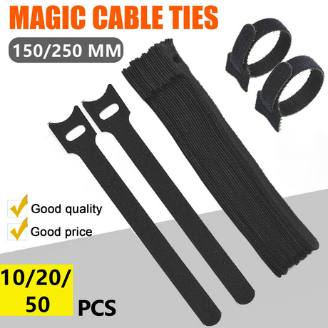 10/20/50x Cable Ties Hook and Loop Cable Ties Organiser Cords