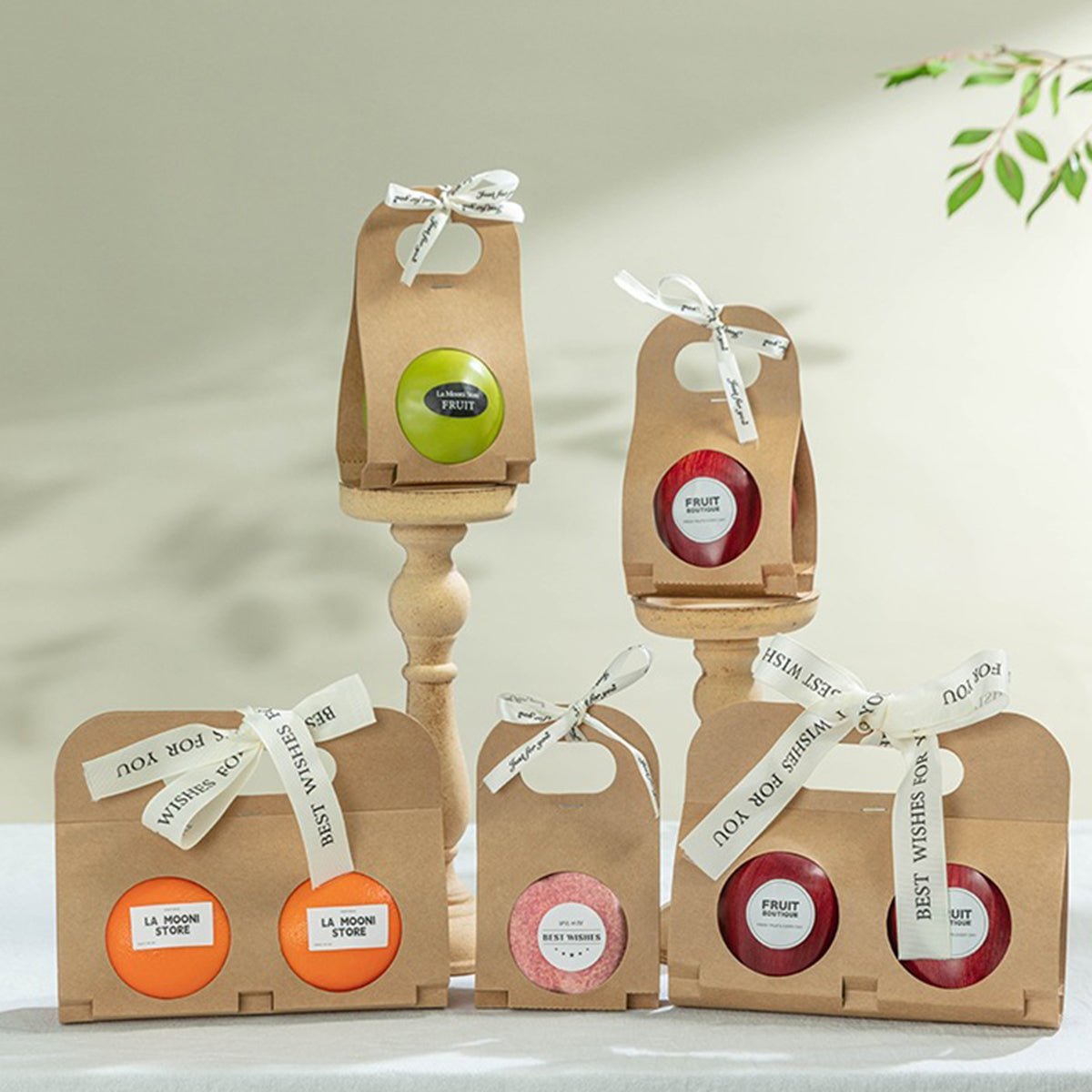 50pcs Kraft Paper Gift Boxes with Single Double Handle