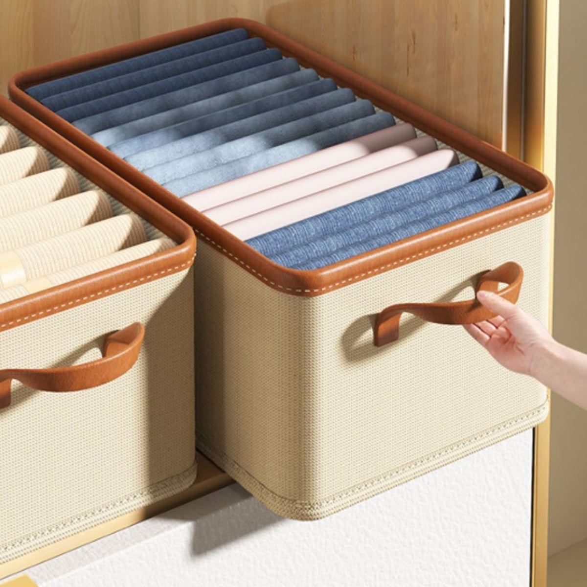 3pcs Folding Storage Boxes Clothes Organizer for Closet