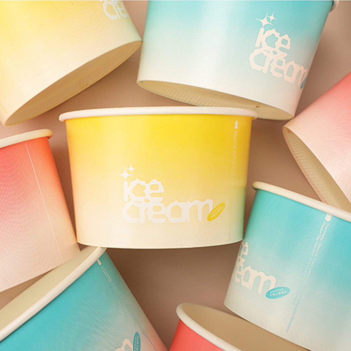 100PCS 4oz Ice Cream Paper Cups Food-Grade Waterproof Takeaway