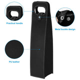 PU Leather Wine Tote Bag Single Double Bottle Foldable Carry Bag