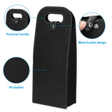 PU Leather Wine Tote Bag Single Double Bottle Foldable Carry Bag