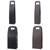 PU Leather Wine Tote Bag Single Double Bottle Foldable Carry Bag