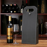 PU Leather Wine Tote Bag Single Double Bottle Foldable Carry Bag