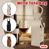 2PCS PU Leather Wine Tote Bag Portable Single Bottle Gift Carrier