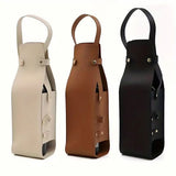 2PCS PU Leather Wine Tote Bag Portable Single Bottle Gift Carrier