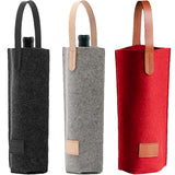 Felt Wine Tote Bag Single Bottle Carrier with Leather Handle