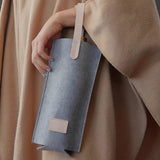 Felt Wine Tote Bag Single Bottle Carrier with Leather Handle