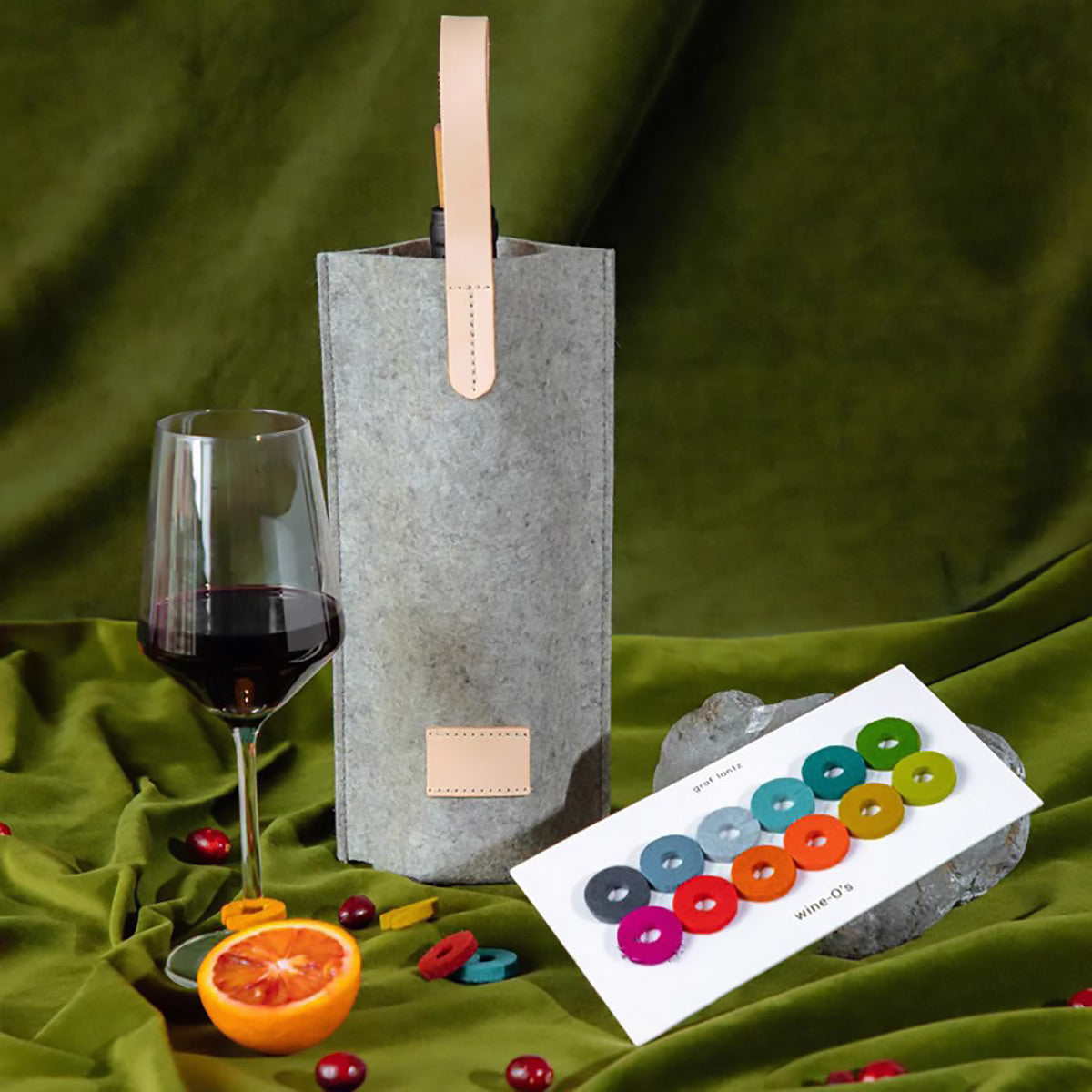 Felt Wine Tote Bag Single Bottle Carrier with Leather Handle