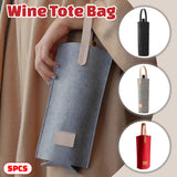 Felt Wine Tote Bag Single Bottle Carrier with Leather Handle