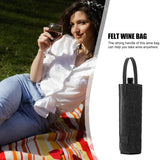 Felt Wine Tote Bag Single Bottle Carrier with Leather Handle