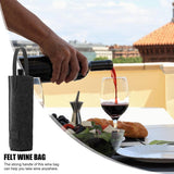 Felt Wine Tote Bag Single Bottle Carrier with Leather Handle