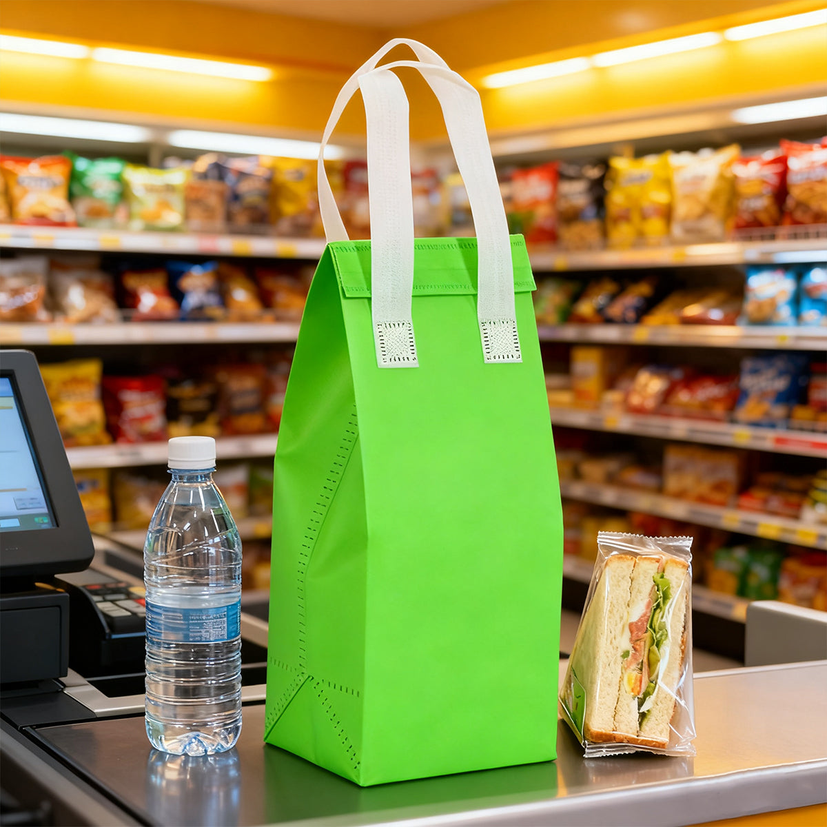 50PCS Coffee Takeaway Packaging Bags with Handle Self-Adhesive Durable