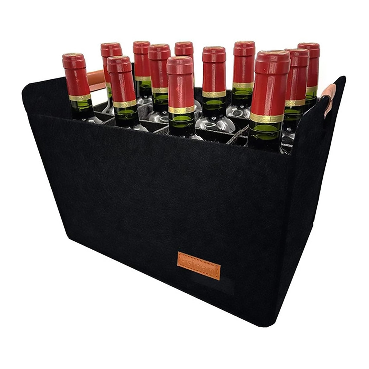 Portable 12 Bottle Wine Carrier Felt Storage Case 40kg Capacity