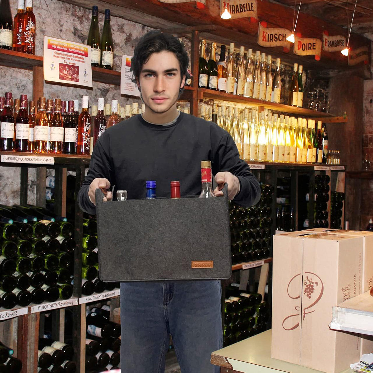 Portable 12 Bottle Wine Carrier Felt Storage Case 40kg Capacity